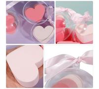 Healifty Lot de 2 set de Houppettes de Cœur Éponge à Maquillage Hydrophile Non-Latex Douce et Pratique pour Visage Fond de Teint et Poudre Peau Sèche ou Humide Rose et Beige
