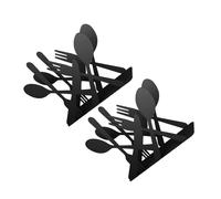 Healifty Lot de 2 set de Porte-Serviettes Verticaux en Fer Noir 15X13X5 CM Distributeurs Multifonctions pour Table de Fête Cuisine Support Métal Motif Couverts Découpés