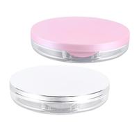 Healifty Lot De 2 Sets De Boîtes à Houppettes 5g Compactes en Plastique Sécurisé avec Porte-éponge De Maquillage, Couleur Rose Et Argenté, Étui De Rangement Portable pour Accessoires Cosmétiques