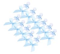 Healifty Lot de 20 Mini Tétines en Plastique Transparentes avec Nœud Bleu, Accessoires pour Jeux de Shower, Présents Invités pour Fête Prénatale Bébé Garçon, Décoration Fête Bébé