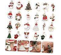 Healifty Lot de 24 Pendentifs de Noël en Alliage Accessoires de Bijoux DIY pour Fabrication de Bracelets Colliers et Porte-Clés Décorations Festives Variées pour Créations Artisanales