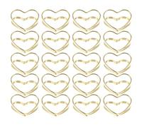 Healifty Lot de 25 Pinces Porte-Mémo en Métal Doré de Cœur Double Anneau Mini Porte-Cartes de Visite et Porte-Étiquettes de Table pour Fêtes Prénatales Mariages et Événements