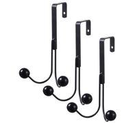 Healifty Lot de 3 Crochets Noirs en Fer Double Boule sans Perçage, Crochets Robustes pour Porte de Chambre, Support Mural Suspendre Manteaux et Chapeaux, Gain de Place Pratique