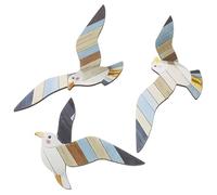 Healifty Lot de 3 Décorations Murales en Bois 3D Mouettes Style Méditerranéen Décoration Murale Océan pour Salle de Bain et Chambre Figurines Plage Résistantes à L’Humidité Thème Bord