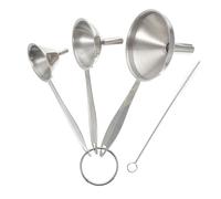 Healifty Lot de 3 Mini Entonnoirs en Acier Inoxydable avec Brosse de Nettoyage, Entonnoirs pour Transfert D’huile, Vin et Liquides, Usage Quotidien Cuisine, Filtre à Vin, Remplissage