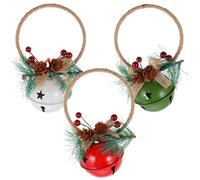 Healifty Lot de 3 Pendentifs Cloche Décoratifs en Fer pour Noël Suspendus Diamètre Moyen Couleurs Blanc Vert Rouge Décoration Suspendue pour Arbre de Noël et Fête Accessoires Festifs