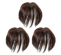 Healifty Lot de 3 Postiches en Fibres Synthétiques pour Femmes Postiches Cheveux Clairsemés 15 Cm Couleur Châtain Foncé Compléments Capillaires Légers et Respirants Adaptés aux Cheveux