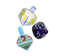 Healifty Lot de 3 Toupies en Verre Soufflé, Figurines Décoratives Hanoukka, Jeu de Toupie Classique en Verre, Souvenirs Traditionnels pour Garçon et Filles et Décorations Festives