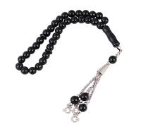 Healifty Lot de 33 perles de prière musulmanes en verre exotique pour bracelets de méditation, chapelet pour femmes musulmanes et hommes - Noir