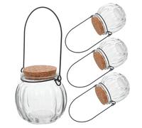 Healifty Lot De 4 Bocaux En Verre À Suspendre : Bocal À Bonbons En Verre Transparent Avec Bouchon En Liège, Bouteille À Souhaits Suspendue, Récipient Hermétique Pour Bonbons Et Biscuits.