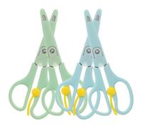 Healifty Lot de 4 Ciseaux de Sécurité en Acier Inoxydable Étui Taille Petite Couleurs Bleu Nordique et Vert Nordique Adaptés aux Garçon et Filles de 2 à 8 Ans pour École et Loisirs