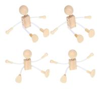 Healifty Lot de 4 figurines en bois naturel à peindre - Pour enfants - Pour décoration de table et projets de bricolage