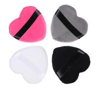 Healifty Lot de 4 Houppettes en Coton Pur Forme Cœur, Grosse Taille, Couleurs Assorties Gris, Rose, Blanc et Noir, Applicateur de Poudre pour Visage et Corps, Accessoire Cosmétique Doux
