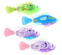 Healifty Lot de 4 Jouets Électriques pour Chatons LED Poissons Interactifs pour Mâcher et Stimulation Auditive Jouets pour Molaire Couleurs Bleu Profond Vert Fluorescent Violet Tacheté