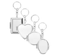 Healifty Lot de 4 Miroirs de Poche Pliants en Métal, Mini Miroir Cosmétique Double Face, Formes Ovales, Rectangulaires, Rondes et Grand Cœur, Porte-Clés Décoratif pour Paquet, Accessoires