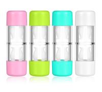 Healifty Lot de 4 récipients de voyage pour lentilles de contact rigides - Porte-lentilles portable - Récipient de nettoyage pour lentilles pour un usage quotidien, à la maison, en voyage (rose, blanc