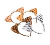 Healifty Lot de 4 Serrage-têtes Oreilles D’animaux en Poils D'animaux Ultra-doux, Motifs Tigre, Zèbre, Léopard Marron et Girafe, Bandeaux Cosplay Légers pour Fête et Accessoires Cheveux