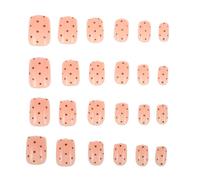 Healifty Lot de 4 sets de Sets de Faux Ongles Courts Carrés à Pression Style French Manucure Décorés de Pois 24 Pièces Légers et Confortables Manucure Rapide pour Femmes et Jeunes