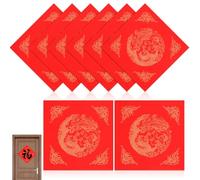 Healifty Lot de 40 Feuilles de Papier Rouge Vierge pour Calligraphie du Nouvel An Chinois, Format 34x34 Cm, Papier Épais Xuan à Décor Dragon et Phénix, pour Décoration de Fête et Écriture