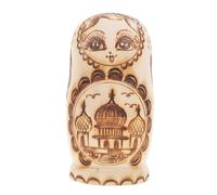 Healifty Lot de 5 Set de Poupées Russes Gigognes en Bois à Pyrogravure Relief 5 Couches Aigle Bicéphale, Ensemble Décoratif et Traditionnel pour Garçon et Filles, Présent Noël