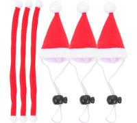 Healifty Lot de 6 Accessoires de Noël pour Animaux de Compagnie - 3 Bonnets Élastiques Rouges Taille 2 3 Écharpes en Tissu Pelucheux Taille 1 - Costumes Festifs pour Chiens et Chats,