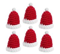 Healifty Lot de 6 Mini Bonnets Tricotés Rouges Pompon Décorations de Noël pour Sapin Bouteilles de Vin et Loisirs Créatifs Petits Chapeaux Décoratifs Polyvalents pour Poupées et