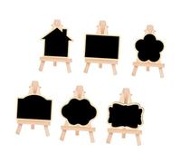 Healifty Lot de 6 Petits Tableaux Noirs Décoratifs en Bois Trépied Format Rectangulaire et Motifs Variés Panneaux pour Messages et Décoration Intérieure