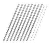 Healifty Lot de 8 Set de Set de Pailles en Acier Inoxydable Réutilisables Forme Cœur Argentées avec 2 Brosses de Nettoyage 20 Cm, Pailles à Boire Solide pour Cocktails, Boissons et Fêtes