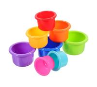 Healifty Lot de 8 Tasses Empilables pour Lapins, Jouets Distributeurs de Nourriture en Plastique Alimentaire, Gobelets Colorés Réutilisables pour Jeux D’enrichissement et Cacher