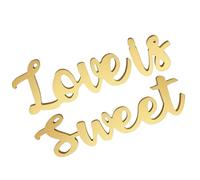 Healifty Love is Sweet Signe d'amour en Lettres Géantes en Bois Doré pour Décoration de Table de Mariage, Décoration d'anniversaire et Réception Festive, Accessoire Élégant pour Fête
