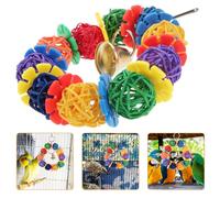 Healifty Mâcher Suspendu pour Oiseaux, Boule de Rotin Colorée Résistante, de Dentition pour Perroquets et Perruches, de Recherche de Nourriture pour Cages D’Oiseaux, Accessoire Ludique