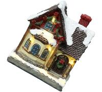 Healifty Maison de Noël Décorative Lumineuse Petite Maison de Noël en Résine Éclairage Blanc Chaud Résistante la Décoloration Facile à Exposer Pile AAA Non Incluse pour Cheminée