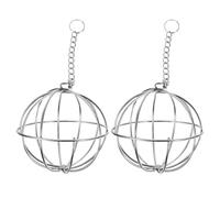 Healifty Mangeoire à Poulets Suspendue 2 Pièces en Acier Inoxydable Argentée Forme Boule Support d'alimentation pour Volailles Fonction de Recherche de Nourriture