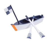 Healifty Maquette Décorative de Voilier en Bois Bleu, Style Méditerranéen | Finition Peinte à Main, Surface Lisse, Format Compact, Pose Stable Bureau ou Manteau