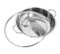 Healifty Marmite à Fondue en Acier Inoxydable 34 CM avec Séparateur Double Compartiment Couvercle en Verre Kit Fondue Chinoise Cuisine et Réunions Familiales