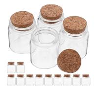 Healifty Mini Flacons en Verre Transparent 50 ML avec Bouchon en Liège - Lot de 15 Pièces - Petits Bocaux Décoratifs pour Fleurs Séchées Messages à Vœux et Loisirs Créatifs - Flacons pour