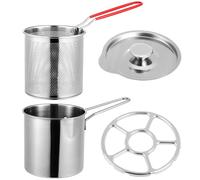 Healifty Mini Kit de Friteuse Acier Inoxydable 304 Panier à Friture Friteuse Portable Cuisine Maison Restaurant 1 Ensemble