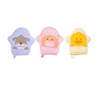 Healifty Moufles de Bain pour Bébé en Éponge Douce Design Cartoon, Lot de 3 Pièces, Confortable à Utiliser Trou Suspendre Bain des Garçon et Filles Couleur Aléatoire