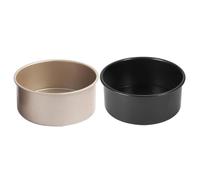 Healifty Moule à Gâteau Rond Antiadhésif 15 Cm en Acier au Carbone, Lot de 2 Pièces Noir et Doré Fond Amovible, pour Pâtisserie, Cuisson Vapeur et Gâteaux Moelleux