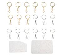 Healifty Moule DIY en Silicone pour Ouvre-Porte sans Contact 22 Pièces avec Clés en Métal Argenté et Doré Moule Epoxy pour Porte-Clés et Pendentifs Kit Complet pour Création Artisanale