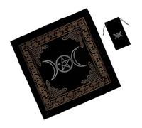 Healifty Nappe de Tarot Velours 600x600 Mm avec Pochette de Rangement 2 Pièces, Tapis Divination Triple Lune, Accessoire Jeux Cartes Oracles pour Rituel et Maison