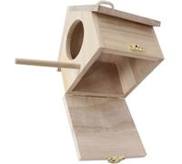 Healifty Nichoir Extérieur Suspendu en Bois Naturel, Mangeoire pour Petits Oiseaux et Perroquets, Résistant aux Intempéries, Décor Jardin Campagne, Balcon, Porche et Véranda