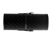 Healifty Organisateur de Pinceaux de Maquillage Portable Noir à Motif Géométrique, Cylindre en Plastique Léger, Étui de Voyage pour Femmes, Rangement Cosmétique Pratique, Accessoire