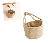 Healifty Panier Suspendu Rond Kaki en Corde de Coton Tressée, Organisateur D’articles Divers, Conteneur Léger et Solide, Accessoire Maison pour Rangement Mural et Décoratif, Petit Modèle Polyvalent