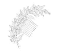 Healifty Peigne à Cheveux de Mariée en Alliage Perles et Strass, Décoration Délicate de Feuille, Accessoire Fait Main pour Mariage ou Anniversaire