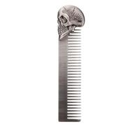 Healifty Peigne Barbe Homme Portable Alliage de Zinc Peigne Double Face Design Crâne Compact pour Toilettage et Coupe
