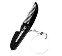 Healifty Peigne Pliable à Dents Fines pour Hommes Miroir Ovale avec Porte-clés Peigne de Poche Compact et Léger pour Barbe et Voyage