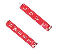 Healifty Pendentif de Porte Créatif en Tissu de Polyester Rouge 1 Paire Bannière Couple Cœur pour Décoration Saint-Valentin Couplet Amoureux Suspendu Fête Romantique