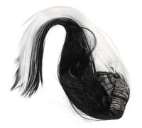 Healifty Perruque -longue Droite Bicolore Noire et Blanche pour Femme Wig Cosplay avec Partie Centrale Style Yin Yang Cheveux Synthétiques Lisses pour Fêtes et Halloween