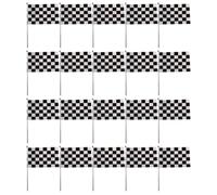 Healifty Petits Drapeaux de Course 14x21 Cm Bâton en Polyester Lot de 25 Motif Noir et Blanc Visible Recto Verso, Décoration pour Parades et Anniversaires Voiture